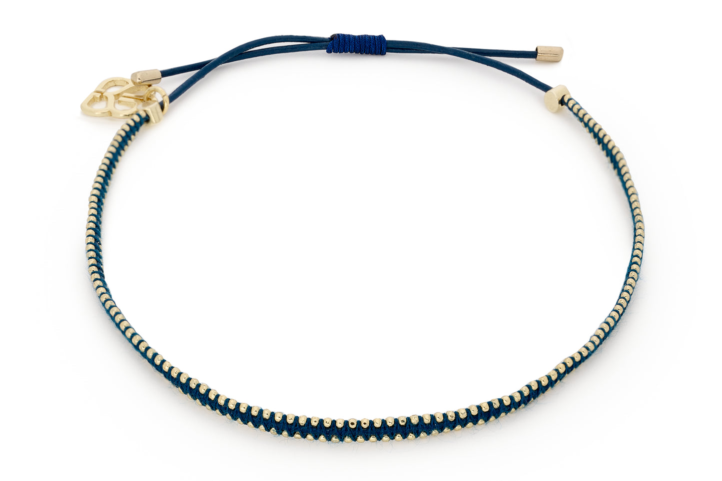 navy gold pull through bracelet