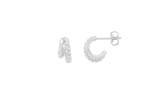 Silver Plain and Twist earrings