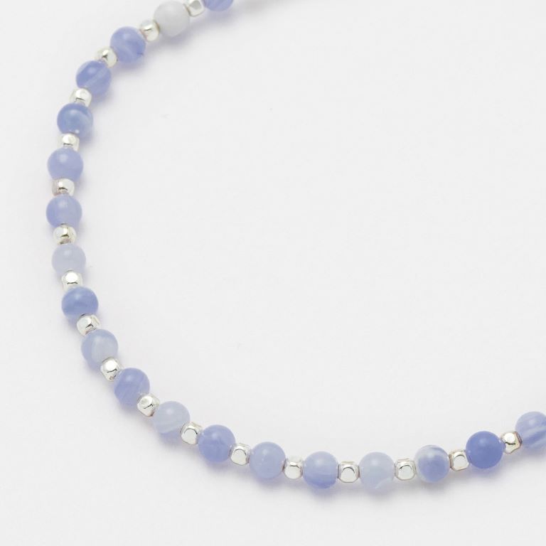 Blue Lace Agate Silver Plated Bracelet