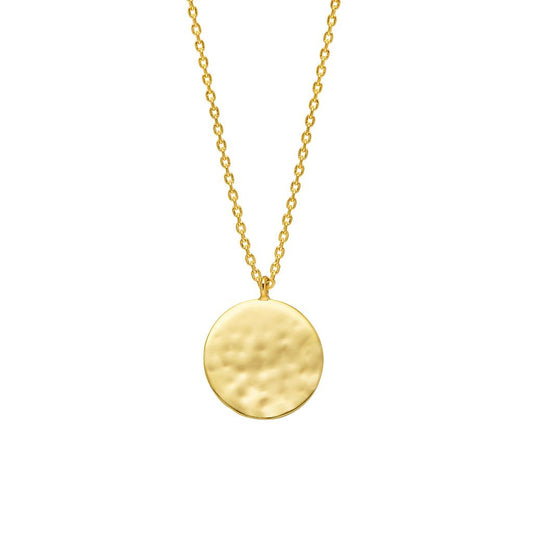 Hammered Gold Disc Pendant Necklace
