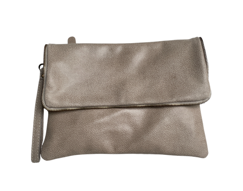 Beige Leather Clutch Bag Easton Grey