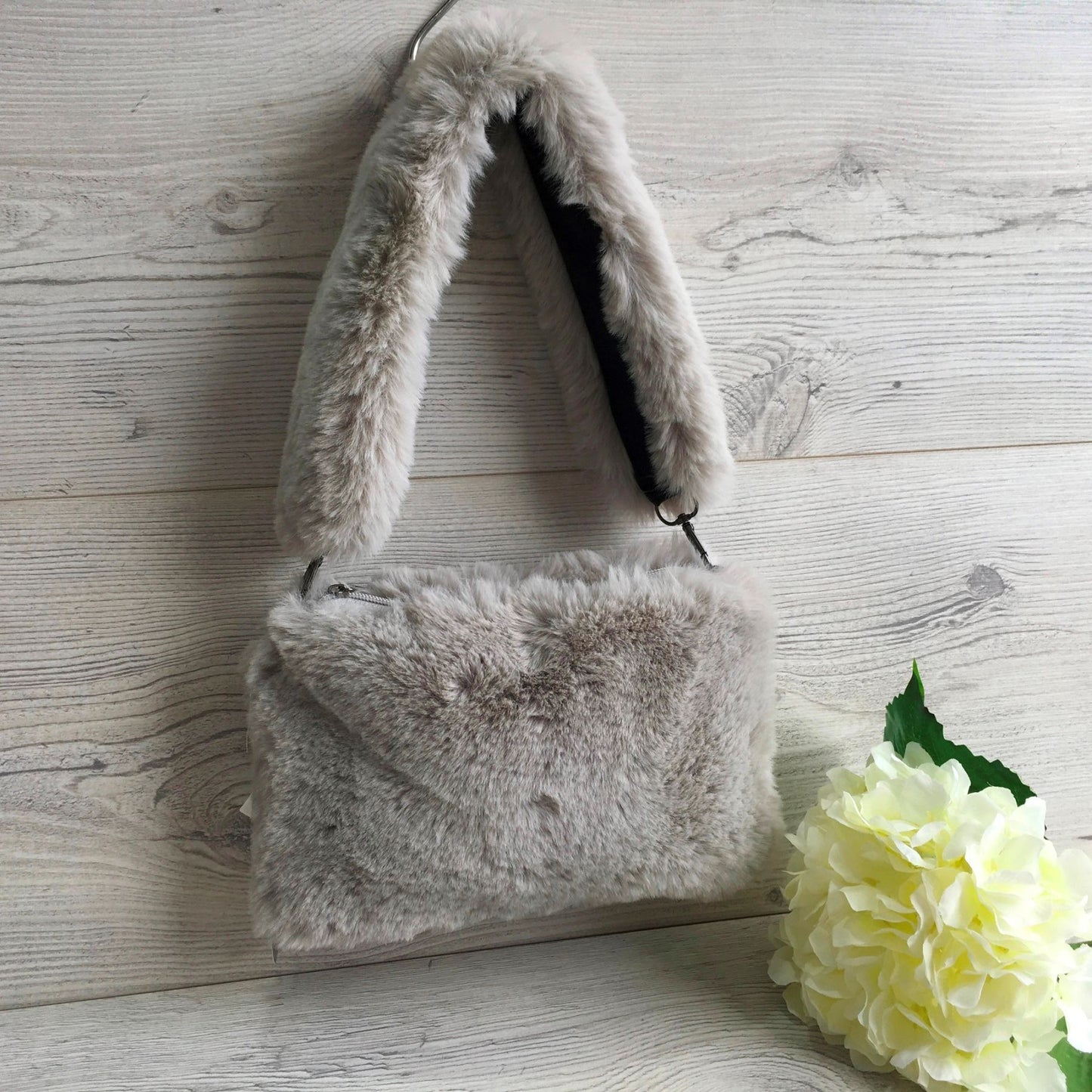 Silver Faux Fur Bag