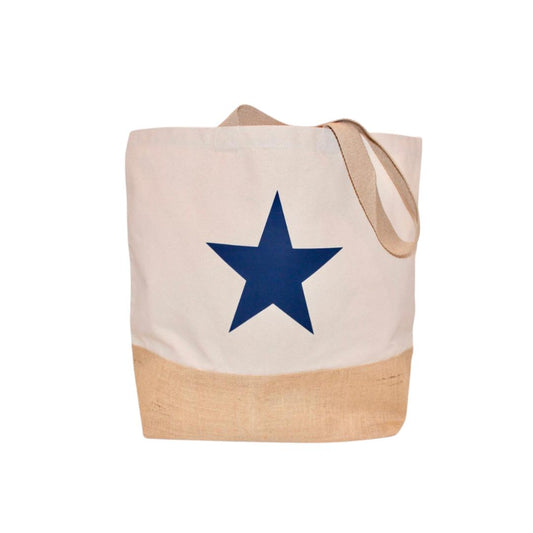 navy blue star canvas tote bag