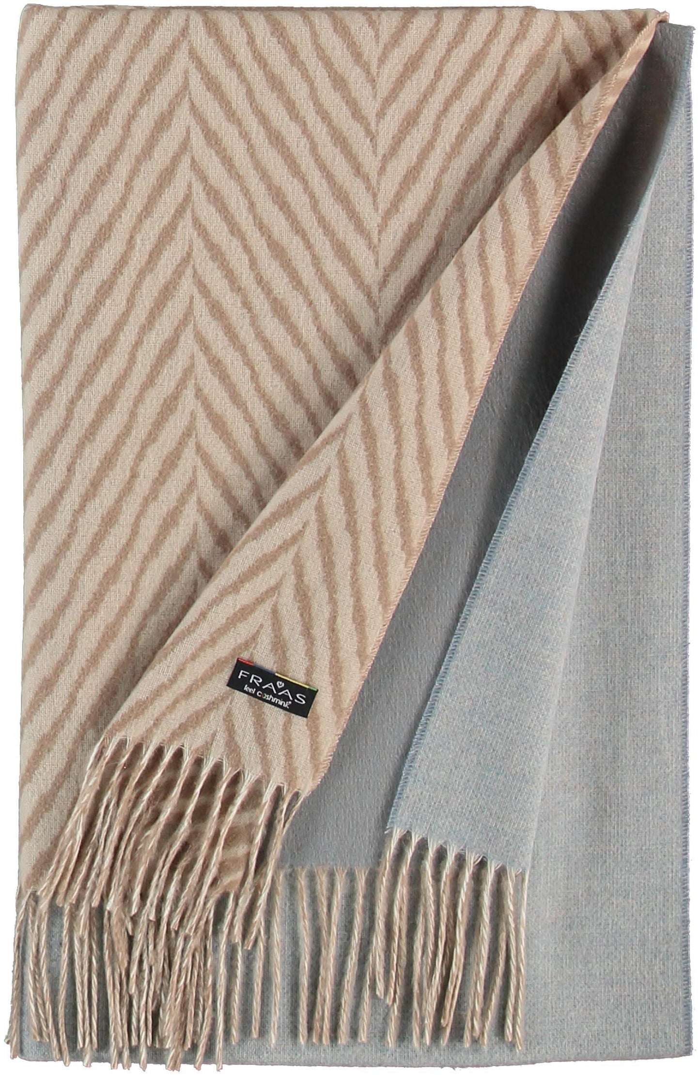 Cream - Blue Herringbone Scarf