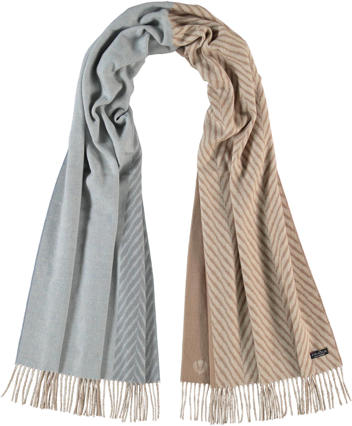 Cream - Blue Herringbone Scarf