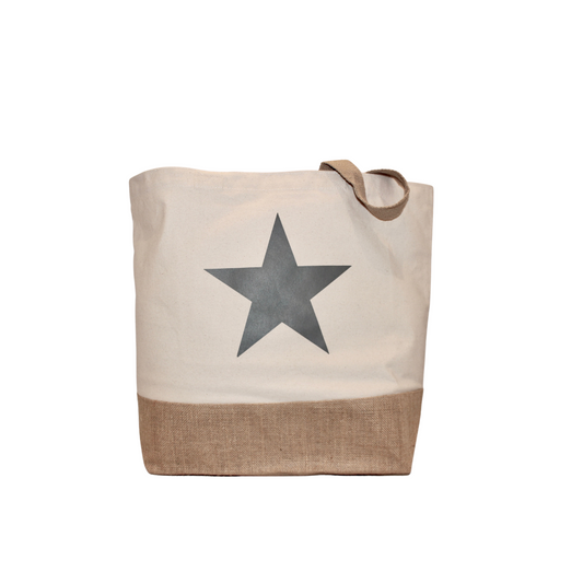 grey start canvas tote bag