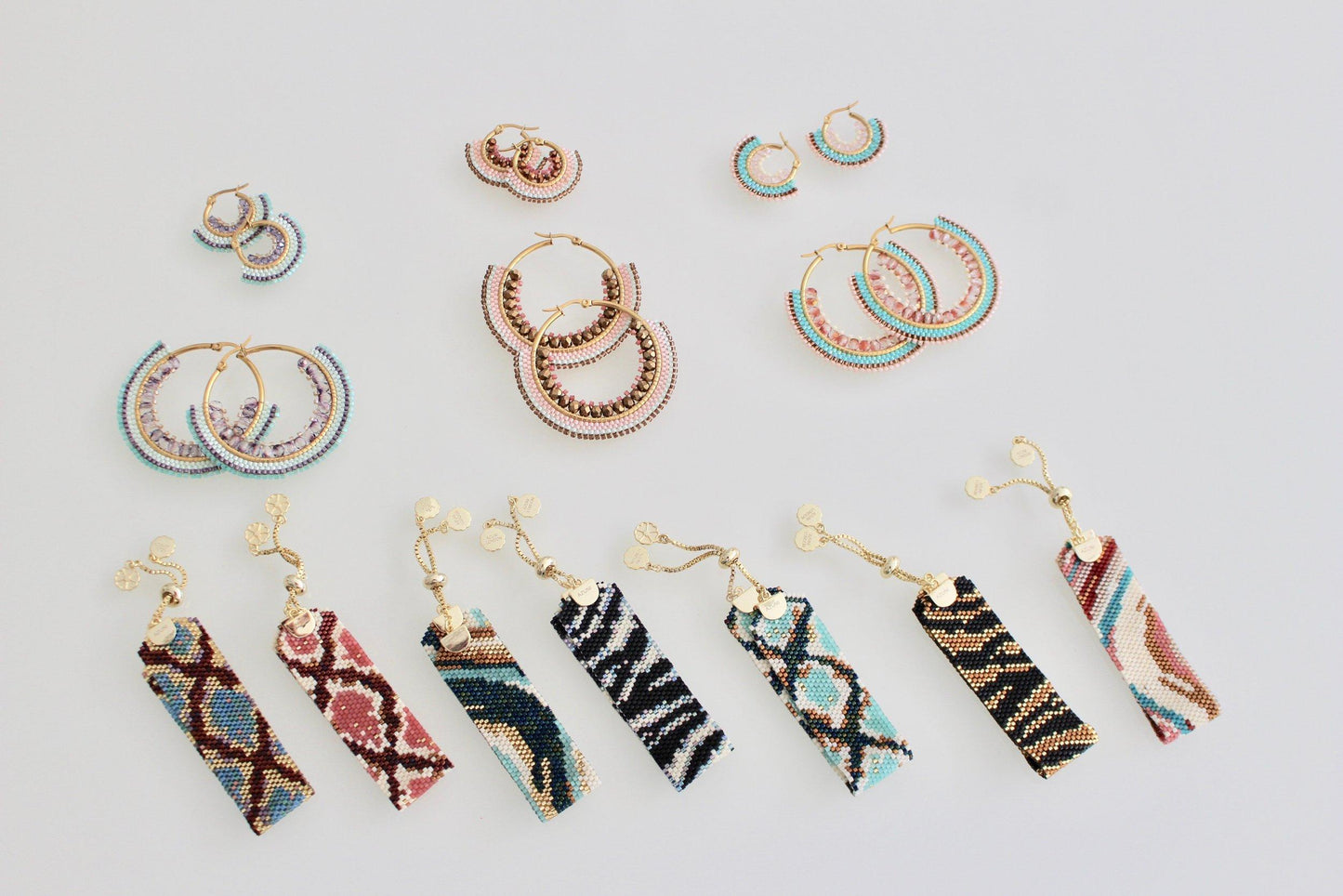 Concha - Bead and Crystal Hoop Earrings