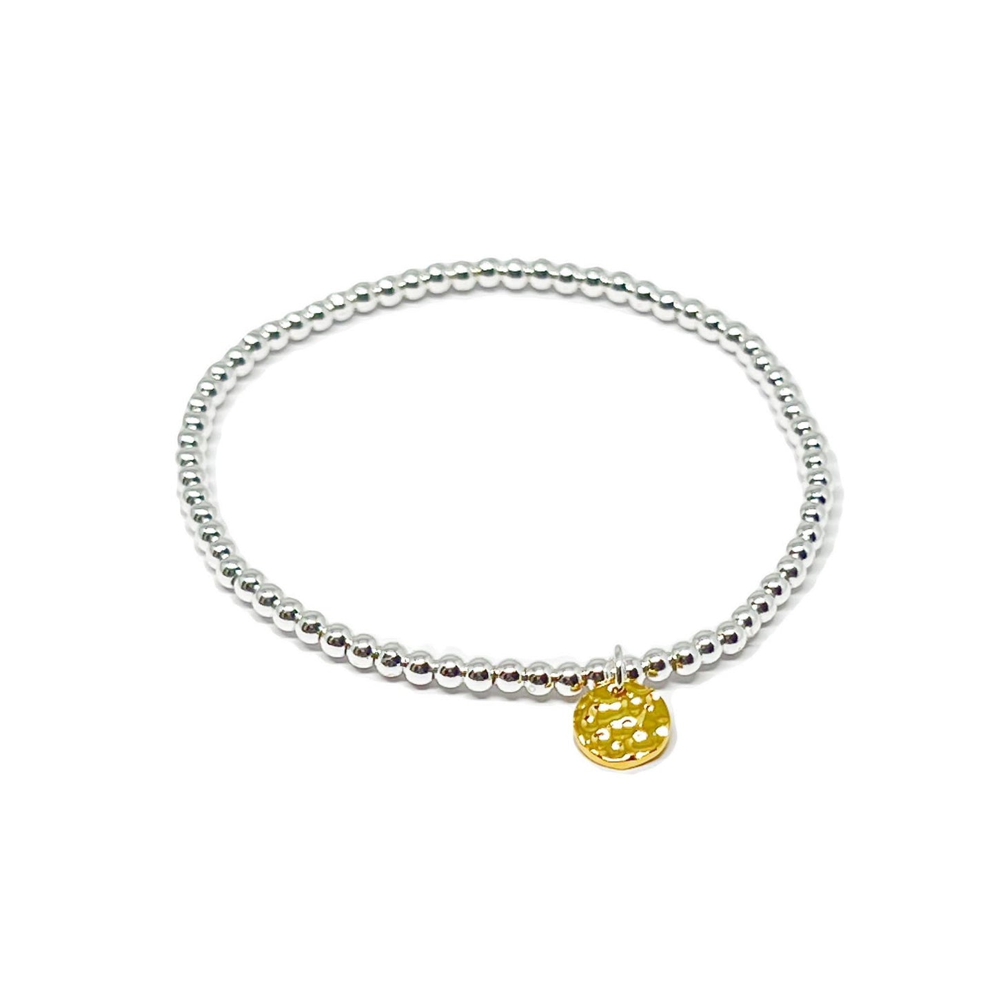 gold circle silver stretchy bracelet