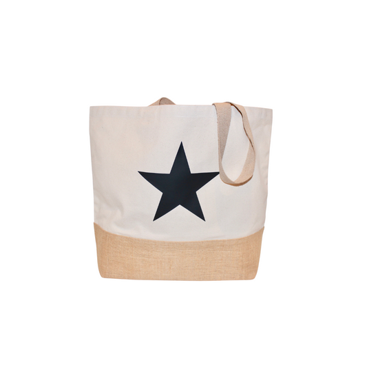 black star canvas tote bag
