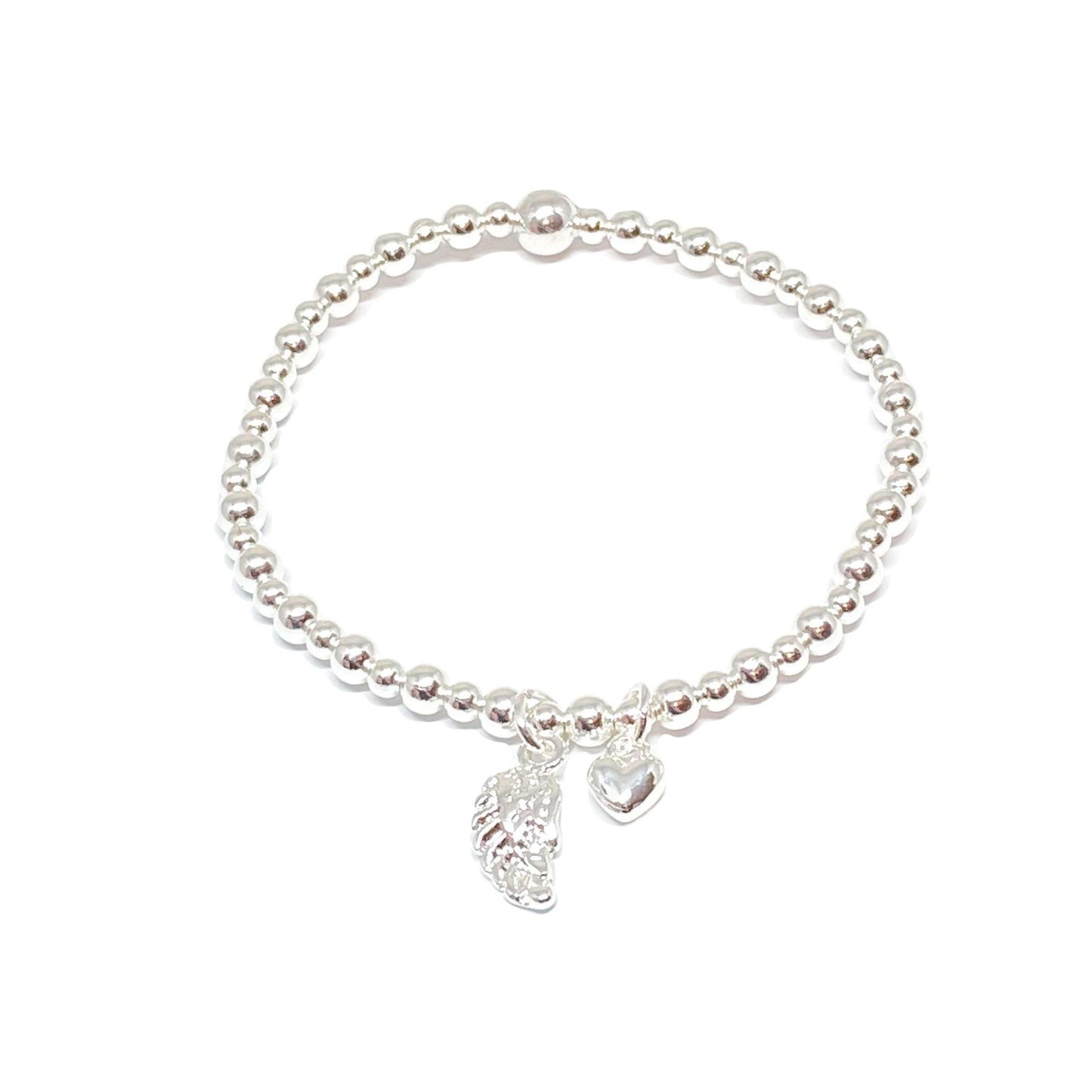 silver angel wing stretchy bracelet