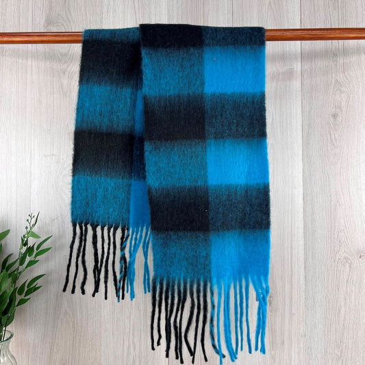 Blue Check Blanket Scarf