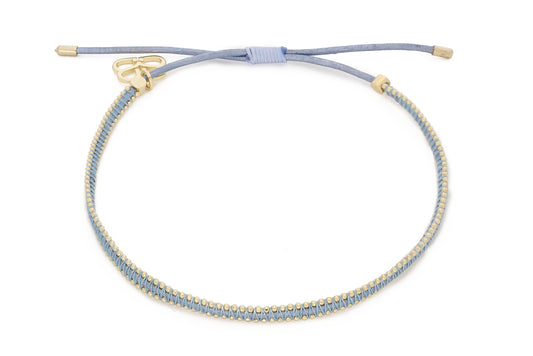 Pale Blue and Gold Pull Through Bracelet