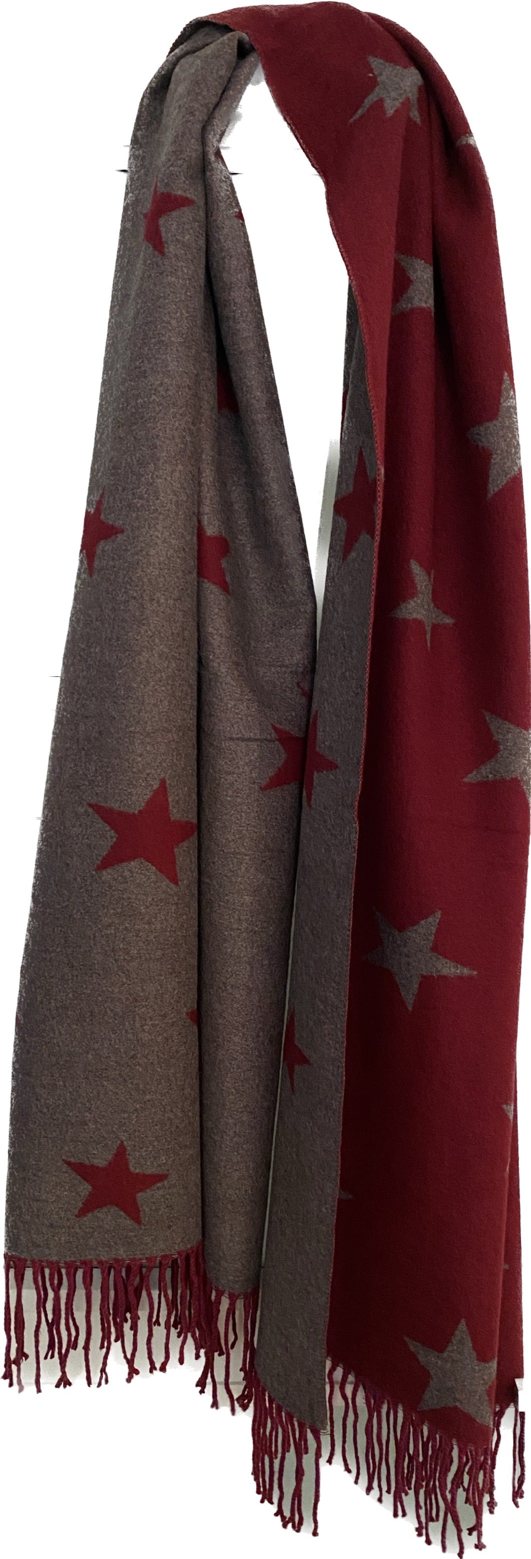 Burgundy / Grey Star Scarf