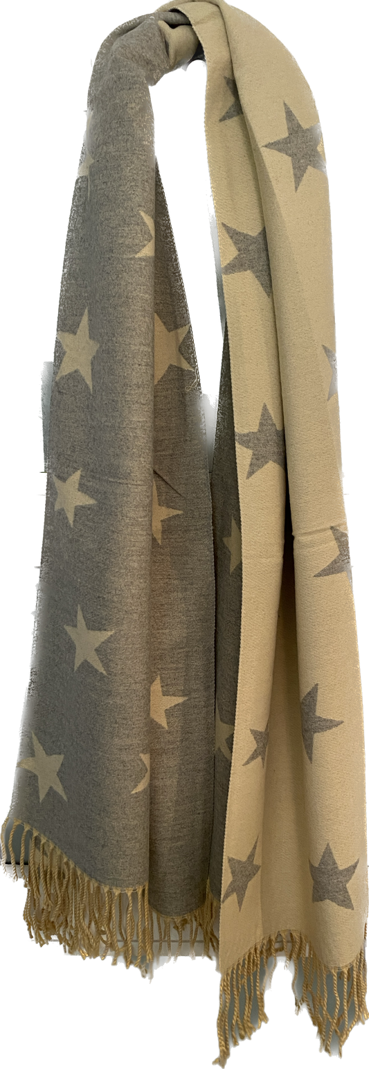 Cream / Grey Star Scarf