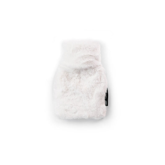 Mini White Faux Fut Hot Water Bottle