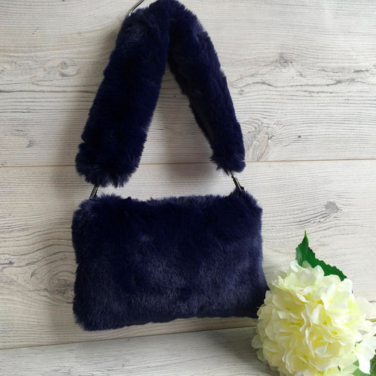 Navy Faux Fue Bag