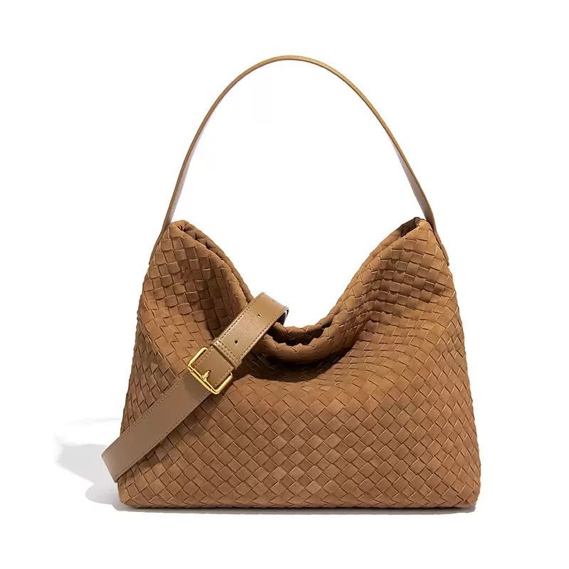 Tan Suede Woven Bag