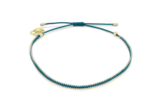 Turquoise and Gold Pull Through Bracelet