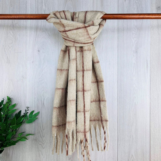 Brown Check Blanket Scarf
