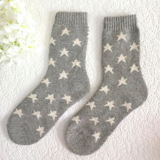 light grey star woollen socks