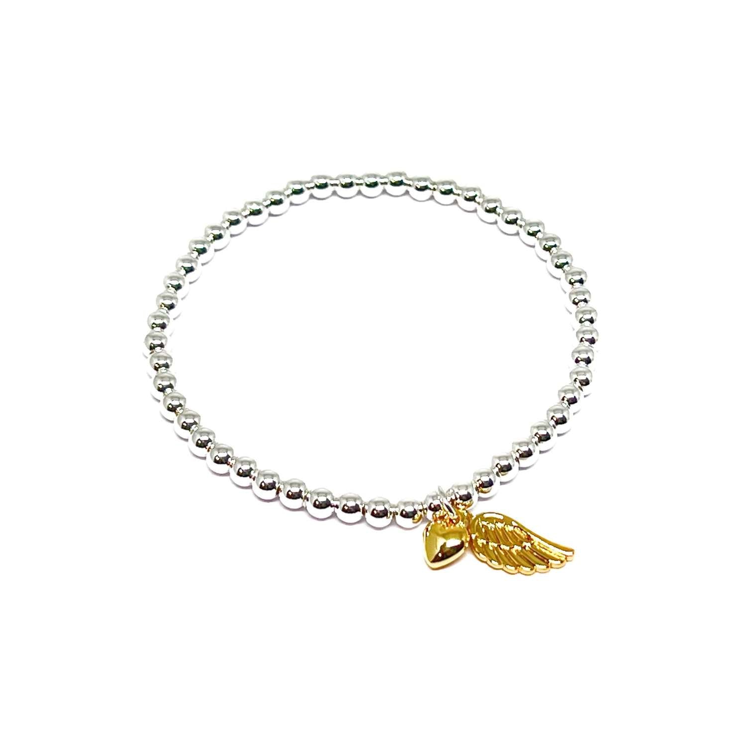 gold angel wings silver stretchy bracelet