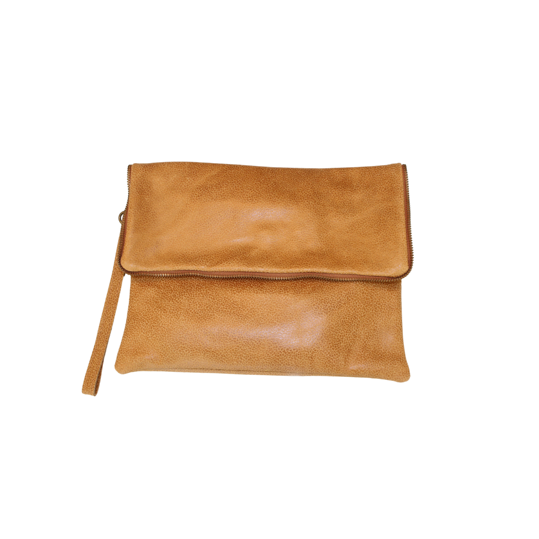 Tan Real Leather Clutch Bag