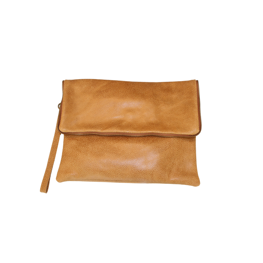 tan leather clutch bag