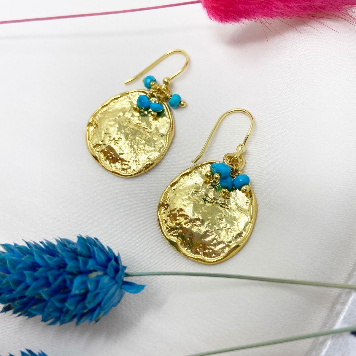 Gold and turqoise earrings