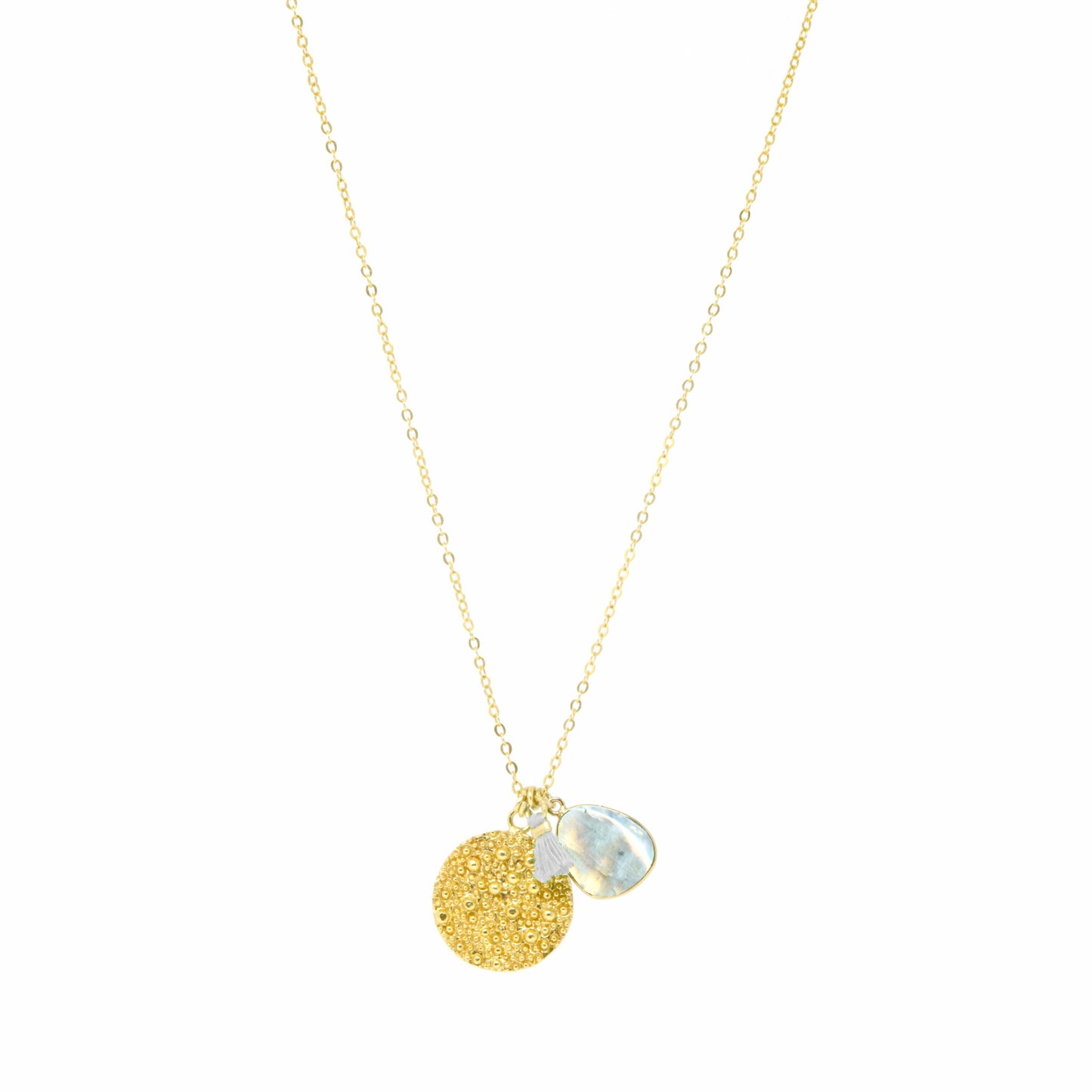 Spell coin charm necklace with Moonstone